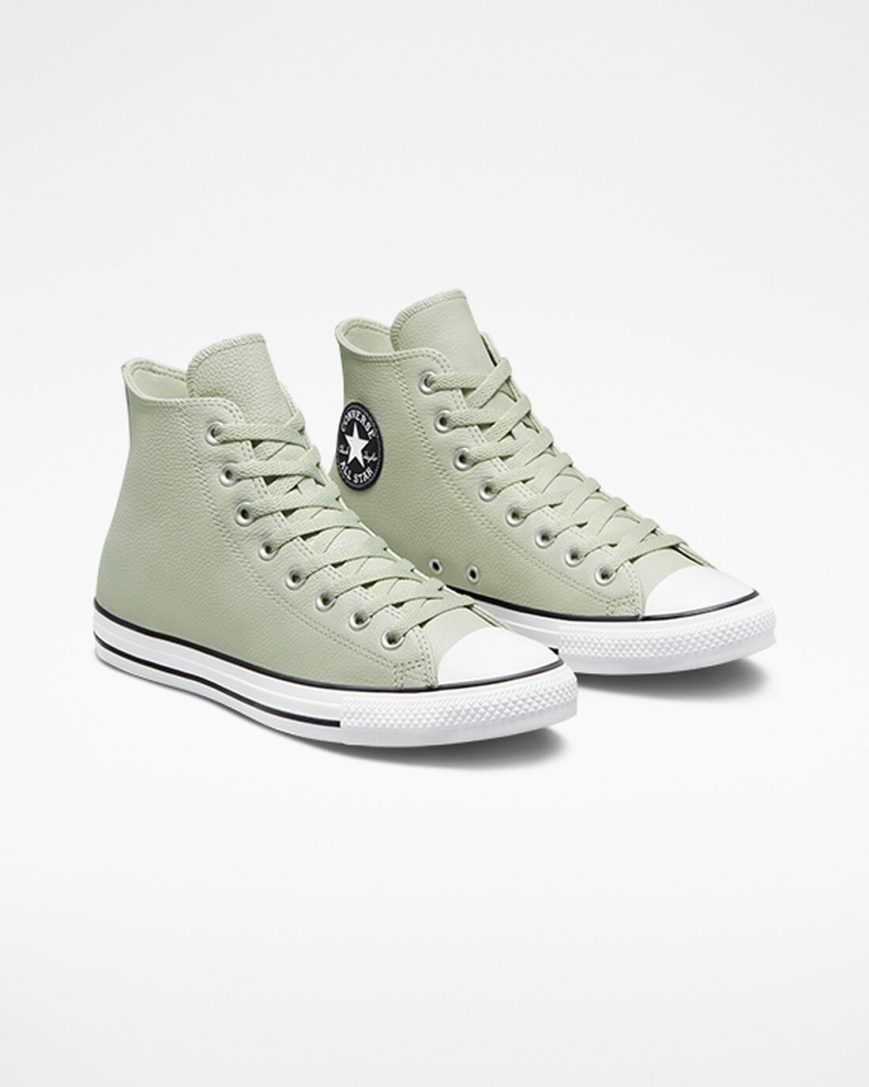 Zapatillas Altas Converse Chuck Taylor All Star Cuero Hombre Verde Oliva | PE 85E02W